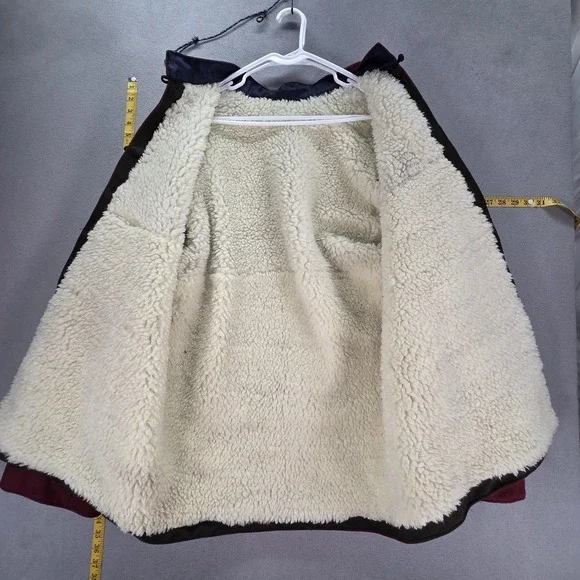 Wool Pea Coat Mens Large Black Sherpa Lined Band Collar Button Front Winter - Picture 2 of 9